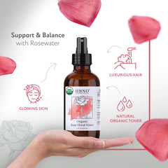 HBNO eau de rose bio brume visage — arôme floral rafraîchit la peau.
