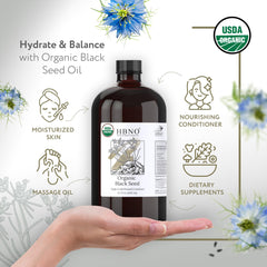 HBNO huile noire pressée à froid pour visage et corps, soin naturel