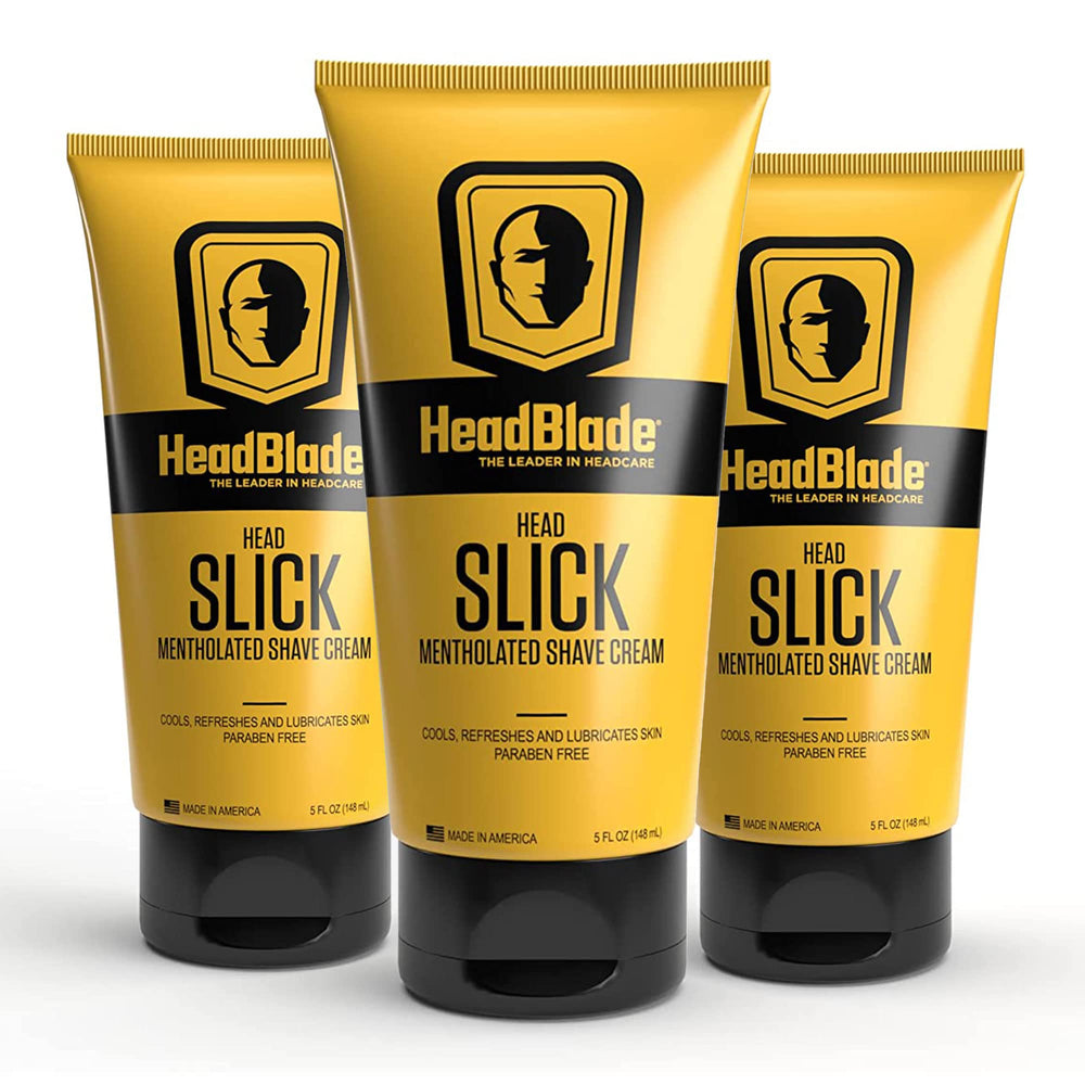 HeadBlade HeadSlick crème mentholée prête au rasage du crâne.