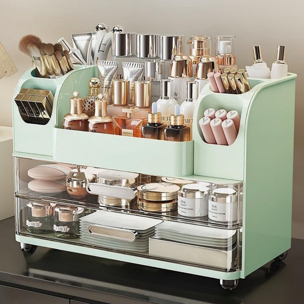 Heaime Organiseur maquillage à tiroirs, rangement élégant pour vanity.