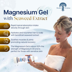 Application cutanée du gel magnésium pur Health and Wisdom