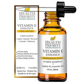 Health Priority Naturals – bouteille d'huile vitamine E montrant l'hydratation apaisante