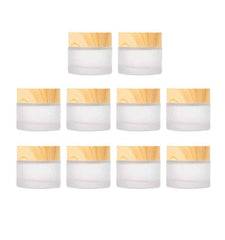 Healthcom lot de pots en verre dépoli 5 g, bouchon bois, rangement facile.