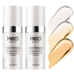 HECI BEAUTY emballage du fond de teint changeant, pratique pour le transport.