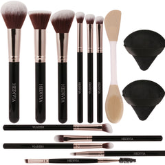 Ensemble Hedivia de pinceaux maquillage 14 pièces, rendu professionnel et uniforme.