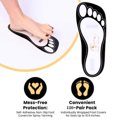 HeeStar semelles-pieds-tan-noirs protègent les pieds des excès de solution lors de l'application.