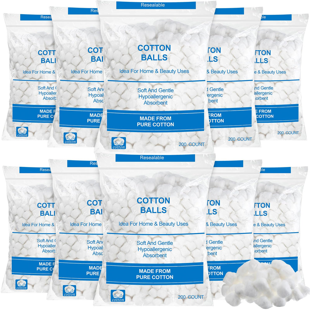 Boules coton Heigble 2000 pieces, reserve ideale pour salle de bains.