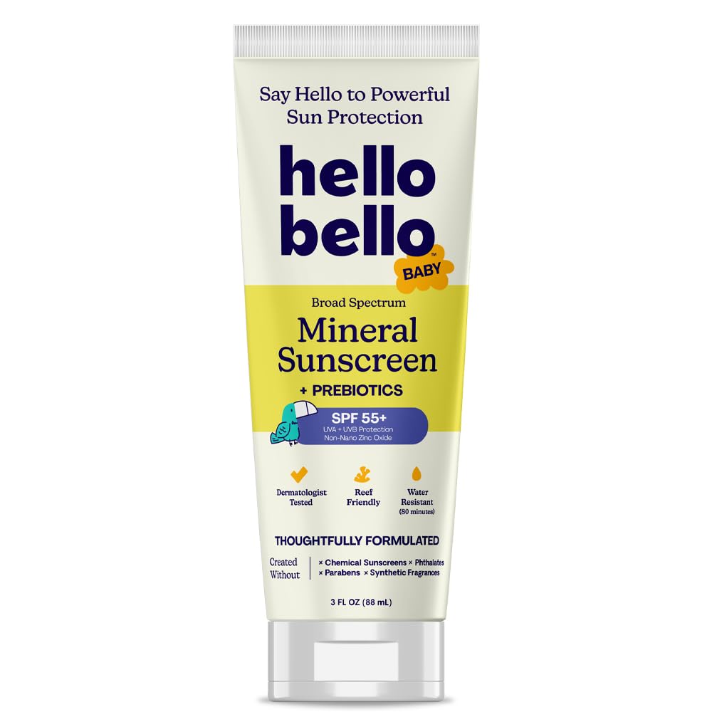 Hello Bello Mineral SPF55, crème bébé 3oz, protection douce pour la peau sensible