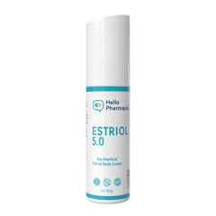 HelloPharmacist Estriol 5.0 crème pompe, application facile et hydratation durable.