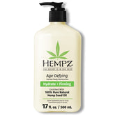 Hempz Age-Defy: bouteille crème-corps affichée, hydratation durable.
