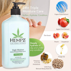 Texture légère Hempz Crème corporelle fouettée, absorption rapide.