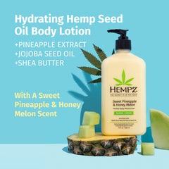 Hempz Crème Corps parfum frais ananas et melon—fragrance fruitée pendant le soin.