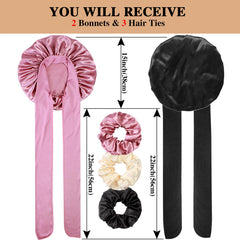 Heniho bonnet satin avec chouchous inclus pour cheveux protégés.