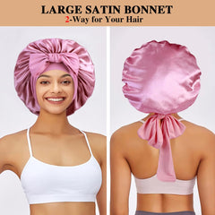 Heniho bonnet satin grand pour boucles, préserve l'hydratation nocturne
