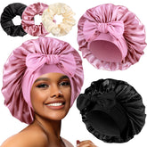 Heniho bonnet satin large avec lien pour maintien nocturne.