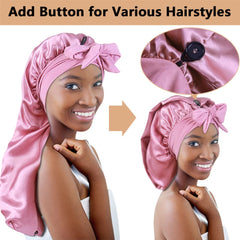 Heniho bonnet satin long pour locs, parfait pour dompter les tresses nocturnes