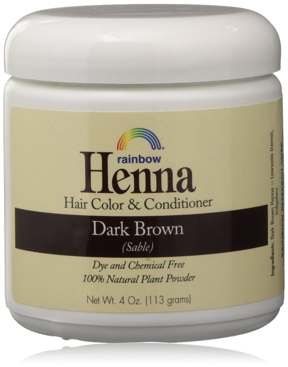 Henné Rainbow persan brun foncé, bouteille: couleur naturelle et homogène pour cheveux.