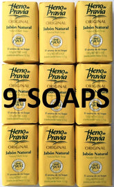 Heno de Pravia Savon Original, barre parfumée rappelant les prairies, parfaite pour une douche quotidienne.