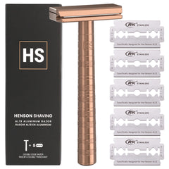 Henson Rasoir Cuivre à double tranche et angle 30° pour une coupe précise.