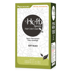 Herb Speedy Color Cream noir doux emballage visible, présentation du produit végétal.