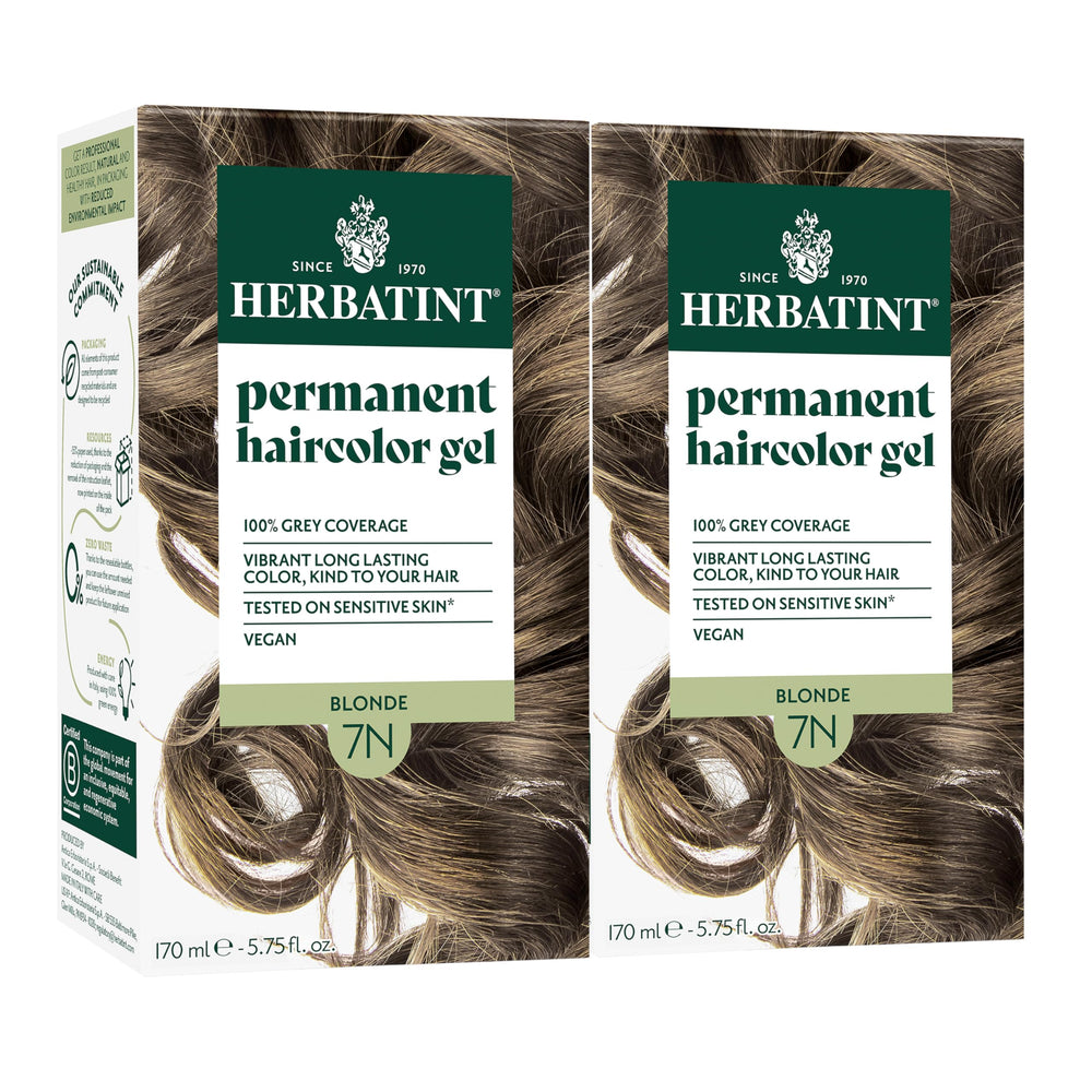 Herbatint 7N Blond – bouteille de coloration avec couverture gris naturelle.