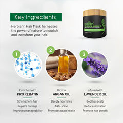 Herbishh Masque Argan pot 250 ml, douceur et brillance pour cheveux colorés.