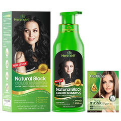 Herbishh Shampoing colorant cheveux gris en bouteille, couleur naturelle et durable.
