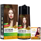 Shampoing couleur Herbishh en bouteille pour une teinte uniforme sur les cheveux gris.