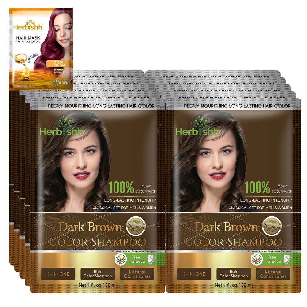 Shampoo colorant Herbishh pour cheveux gris avec argan, couleur durable