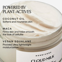 HERBIVORE Cloud Milk Crème – parfum coco et maca et sensation de fraîcheur.