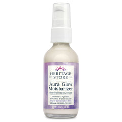 HERITAGE STORE Aura Glow: bouteille-verre et gel hydratant pour peau sèche.