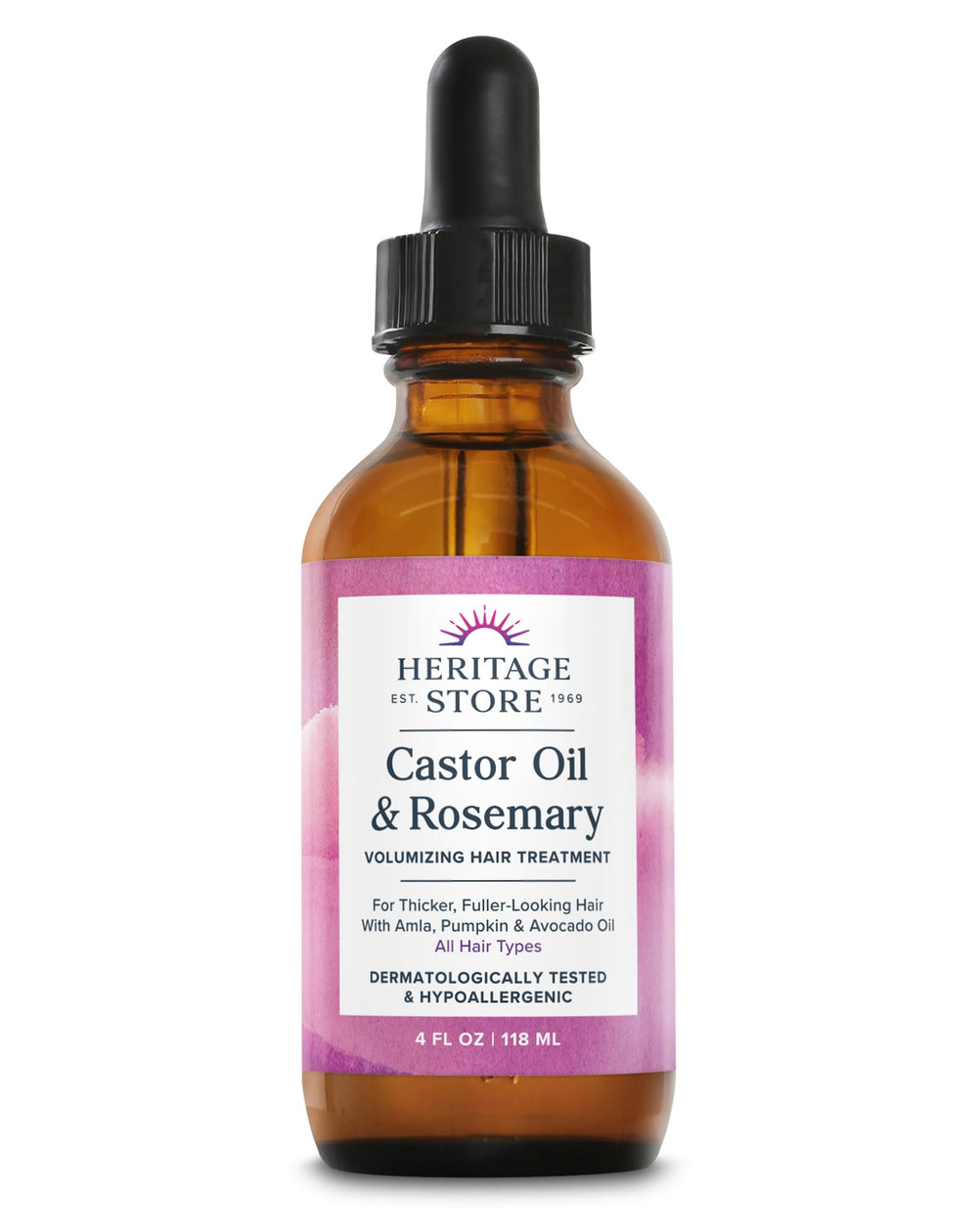 HERITAGE STORE huile de ricin romarin – traitement cheveux volume et densité