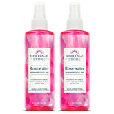 HERITAGE STORE Rosewater facial spray close-up for hydrated, glowing skin.
