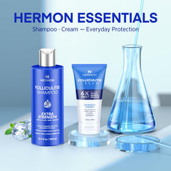 Hermon Folliculite Shampoing - bouteille, nettoyage en douceur du cuir chevelu.