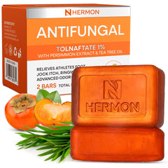 Hermon Savon antifongique Tea Tree, barre purifiante pour peau nette après sport.