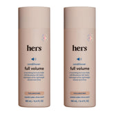 Conditionneur Hers Full Volume en bouteille, volume léger pour cheveux fins.
