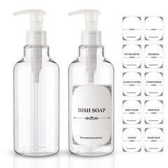 Distributeur Hethyo en plastique transparent avec pompe, lot de deux, idéal pour savons