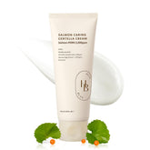 HEVEBLUE Creme Centella Saumon PDRN en flacon pour hydratation.