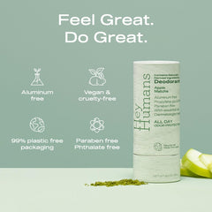 Hey Humans Apple Matcha deodorant application shows smooth, skin-friendly use.