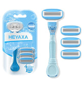 Rasoir HEYAXA pour femmes couleur bleu ciel offrant douceur dès le premier passage.