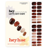 Heyhae bandes gel semi-cuites sur ongles automne marbre brun pour un look sophistiqué