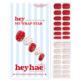 Heyhae bandes gel semi-sec rouges à pois blancs, design festif pour ongles faciles à porter.
