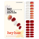 Heyhae Strips gel semi-cures marbre rouge, fini élégant et polyvalent.