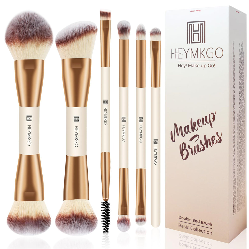 HEYMKGO ensemble pinceaux visage abricot avec poignée ergonomique pour un rendu uniforme