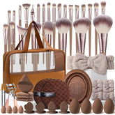 Ensemble HGHDBT de 55 pinceaux maquillage brun, kit complet visage et yeux.