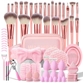 Pinceaux HGHDBT ensemble rose avec étui, pratique pour voyage et rangement.