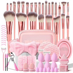 Pinceaux HGHDBT ensemble rose avec étui, pratique pour voyage et rangement.
