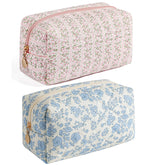 Trousse HHQQWZ rose fleuri, idéale pour ranger maquillage lors de voyages.