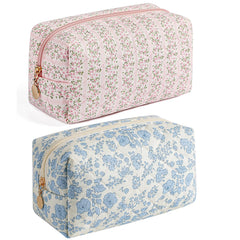 Trousse HHQQWZ rose fleuri, idéale pour ranger maquillage lors de voyages.