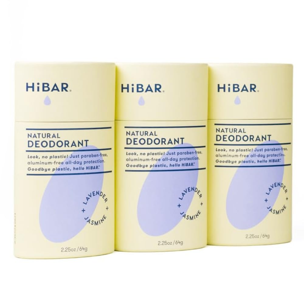 HiBAR déodorant sans plastique, flacon Lavande et Jasmin, protection quotidienne possible.